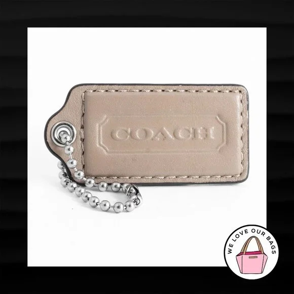 2.5" Large COACH TAUPE BROWN PUTTY LEATHER KEY FOB BAG CHARM KEYCHAIN HANG TAG - Picture 1 of 1